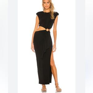 Lovers and Friends Encore Dress Black maxi cut out stretch gown NWT Revolve S